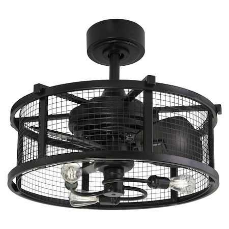 Vaxcel Humboldt Black Industrial Ceiling Fan with LED Light Kit and Remote F0102